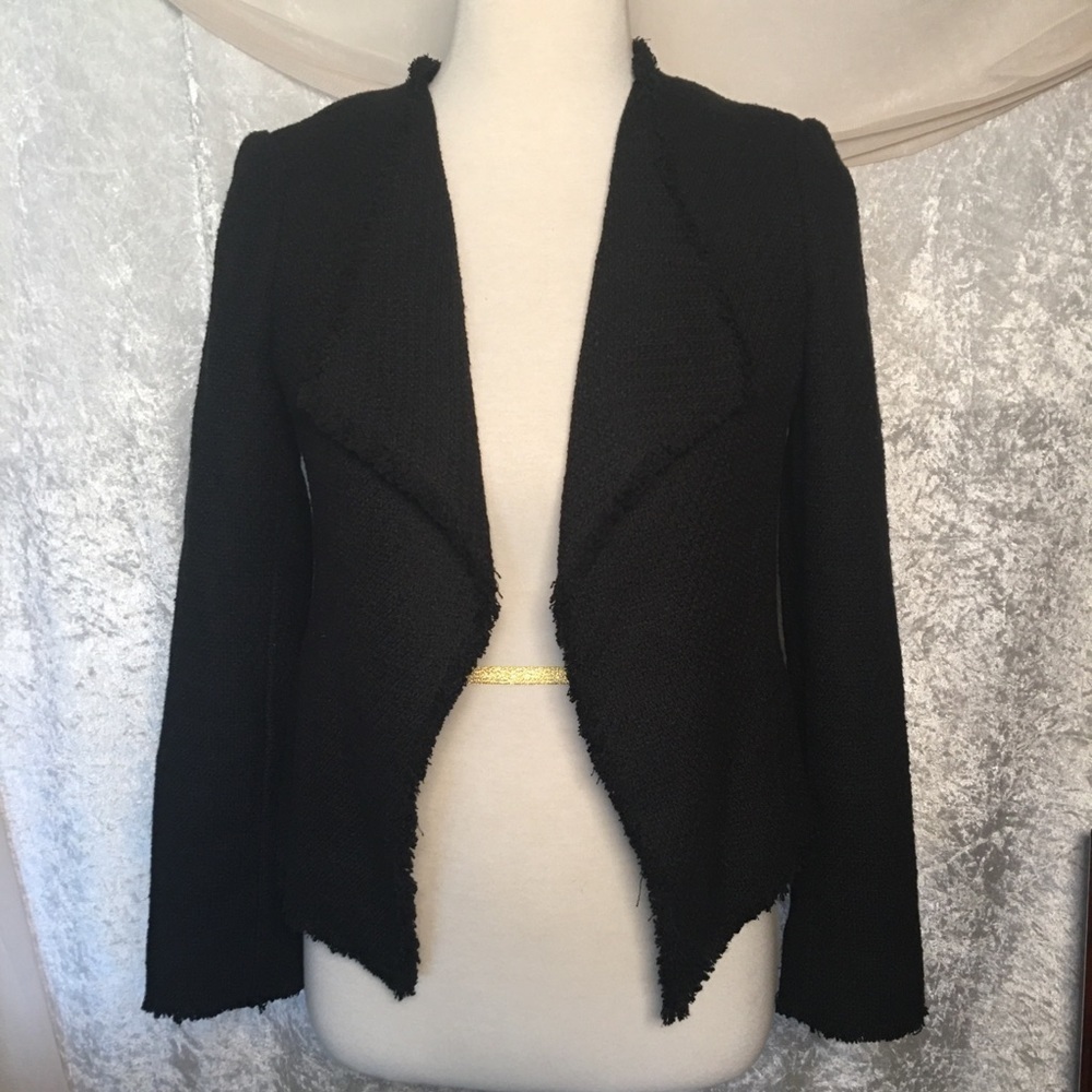 Loft Black Blazer Cotton blend Raw Hem 4P